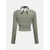 imageSOLY HUX Girls Cute Long Sleeve Crop Tops Preppy T Shirts Casual Halter Tops Cute Clothes for Girls Size 812Green and Black