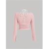 imageSOLY HUX Girls Cute Long Sleeve Crop Tops Preppy T Shirts Casual Halter Tops Cute Clothes for Girls Size 812Pink and White