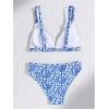 imageSOLY HUX Girls Floral Print Bikini Set V Neck Spaghetti Strap Bathing Suit Two Piece SwimsuitBlue Floral