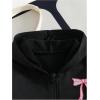 imageSOLY HUX Girls Graphic Zip Up Hoodie Sweatshirt Cute Bow Long Sleeve Hooded Casual JacketBlack Bow