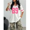 imageSOLY HUX Girls Jersey Shirts Y2k Number Graphic Tees V Neck Short Sleeve Streetwear Tee Summer TopsWhite Number