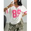imageSOLY HUX Girls Jersey Shirts Y2k Number Graphic Tees V Neck Short Sleeve Streetwear Tee Summer TopsWhite Number
