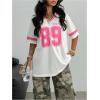 imageSOLY HUX Girls Jersey Shirts Y2k Number Graphic Tees V Neck Short Sleeve Streetwear Tee Summer TopsWhite Number