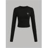 imageSOLY HUX Girls Long Sleeve T Shirts 3 Packs Crewneck Fall Tees Ruched Fitted Tee Shirt TopsBlack Grey White Bow
