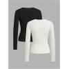 imageSOLY HUX Girls Long Sleeve TShirts 3 Packs Basic Tops Crew Neck Fitted Tees Fall ClothesBlack Apricot