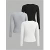 imageSOLY HUX Girls Long Sleeve TShirts 3 Packs Basic Tops Crew Neck Fitted Tees Fall ClothesBlack Grey White