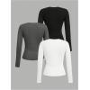 imageSOLY HUX Girls Long Sleeve TShirts 3 Packs Basic Tops Crew Neck Fitted Tees Fall ClothesBlack Grey White Graphic