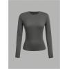 imageSOLY HUX Girls Long Sleeve TShirts 3 Packs Basic Tops Crew Neck Fitted Tees Fall ClothesDark Grey Black White