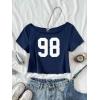 imageSOLY HUX Girls Off The Shoulder Summer Crop Tops Number Graphic Short Sleeve Boat Neck Tee ShirtsDark Blue
