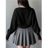 imageSOLY HUX Girls Open Front Cardigan Sweater Long Sleeve Knit Crop Bolero Shrugs OuterwearPlain Black