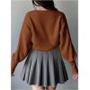 imageSOLY HUX Girls Open Front Cardigan Sweater Long Sleeve Knit Crop Bolero Shrugs OuterwearPlain Brown