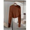 imageSOLY HUX Girls Open Front Cardigan Sweater Long Sleeve Knit Crop Bolero Shrugs OuterwearPlain Brown