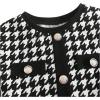 imageSOLY HUX Girls Plaid Dress Short Sleeve Crew Neck Houndstooth Button A Line Short DressesBlack and White Plaid