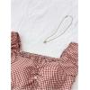 imageSOLY HUX Girls Plaid Gingham Tops Sweetheart Neck Puff Sleeve Peplum Cute Summer BlouseBurgundy Plaid