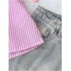 imageSOLY HUX Girls Plaid Gingham Tops Sweetheart Neck Puff Sleeve Peplum Cute Summer BlousePink Plaid