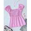 imageSOLY HUX Girls Plaid Gingham Tops Sweetheart Neck Puff Sleeve Peplum Cute Summer BlousePink Plaid