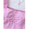 imageSOLY HUX Girls Plaid Gingham Tops Sweetheart Neck Puff Sleeve Peplum Cute Summer BlousePink Plaid