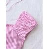 imageSOLY HUX Girls Plaid Gingham Tops Sweetheart Neck Puff Sleeve Peplum Cute Summer BlousePink Plaid