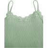 imageSOLY HUX Girls Sleeveless Lace Trim Camisoles Spaghetti Strap Ribbed Crop Tank TopsPure Green