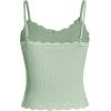 imageSOLY HUX Girls Sleeveless Lace Trim Camisoles Spaghetti Strap Ribbed Crop Tank TopsPure Green