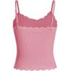 imageSOLY HUX Girls Sleeveless Lace Trim Camisoles Spaghetti Strap Ribbed Crop Tank TopsPure Pink