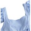 imageSOLY HUX Girls Summer Floral Print Ruffle Cap Sleeve Sweetheart Neck Tops Peplum Cute Babydoll BlouseBlue and White Striped