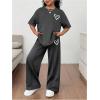 imageSOLY HUX Girls Sweatsuit Short Sleeve T Shirts and Sweatpants Streetwear Summer Clothes 2 PieceDark Grey