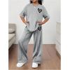 imageSOLY HUX Girls Sweatsuit Short Sleeve T Shirts and Sweatpants Streetwear Summer Clothes 2 PieceLight Grey