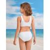 imageSOLY HUX Girls V Neck Ring Linked Bikini Sets Bathing Suits Two Piece SwimsuitPure White
