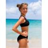 imageSOLY HUX Girls V Neck Ring Linked Bikini Sets Bathing Suits Two Piece SwimsuitSolid Black