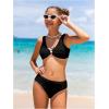 imageSOLY HUX Girls V Neck Ring Linked Bikini Sets Bathing Suits Two Piece SwimsuitSolid Black
