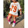 imageSOLY HUX Toddler Girls Summer Clothes Jersey T Shirt with Skirts Sporty Cute 2 Piece OutfitsOrange and White