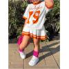 imageSOLY HUX Toddler Girls Summer Clothes Jersey T Shirt with Skirts Sporty Cute 2 Piece OutfitsOrange and White