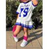 imageSOLY HUX Toddler Girls Summer Clothes Jersey T Shirt with Skirts Sporty Cute 2 Piece OutfitsWhite and Blue