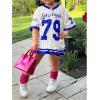 imageSOLY HUX Toddler Girls Summer Clothes Jersey T Shirt with Skirts Sporty Cute 2 Piece OutfitsWhite and Blue