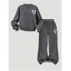 imageSOLY HUX Toddler Girls Sweatsuits 2 Piece Outfits Heart Graphic Long Sleeve Sweatshirt and Sweatpants Matching SetsDark Grey Heart