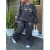 imageSOLY HUX Toddler Girls Sweatsuits 2 Piece Outfits Heart Graphic Long Sleeve Sweatshirt and Sweatpants Matching SetsDark Grey Heart