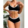 imageSOLY HUX Womens 2 Piece Lingerie Set Scoop Neck Sports Bra and Mid Rise Boyshorts Yoga Gym SetBlack and White