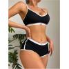 imageSOLY HUX Womens 2 Piece Lingerie Set Scoop Neck Sports Bra and Mid Rise Boyshorts Yoga Gym SetBlack and White
