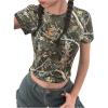 imageSOLY HUX Girls Camo T Shirt Crew Neck Short Sleeve Tee Y2k Vintage Leaf Print Going Out Crop TopsArmy Green Camo