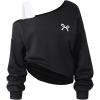 imageSOLY HUX Girls Cold Shoulder Sweatshirts Bow Graphic Long Sleeve Shirts Pullover Fall ClothesBlack Bow