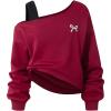 imageSOLY HUX Girls Cold Shoulder Sweatshirts Bow Graphic Long Sleeve Shirts Pullover Fall ClothesBurgundy Bow