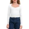 imageSOLY HUX Girls Crop Tops Long Sleeve T Shirts Cute Clothes Sweetheart Neck Ribbed Knit Trendy Casual Fitted TeesPlain White
