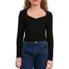 imageSOLY HUX Girls Crop Tops Long Sleeve T Shirts Cute Clothes Sweetheart Neck Ribbed Knit Trendy Casual Fitted TeesPure Black