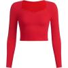 imageSOLY HUX Girls Crop Tops Long Sleeve T Shirts Cute Clothes Sweetheart Neck Ribbed Knit Trendy Casual Fitted TeesPure Red