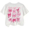 imageSOLY HUX Girls Cute Bow Graphic T Shirts Short Sleeve Crew Neck Loose Fit Summer Casual Tee TopsWhite Graphic