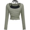 imageSOLY HUX Girls Cute Long Sleeve Crop Tops Preppy T Shirts Casual Halter Tops Cute Clothes for Girls Size 812Green and Black