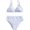 imageSOLY HUX Girls Floral Print Bikini Set V Neck Spaghetti Strap Bathing Suit Two Piece SwimsuitLight Blue Floral
