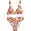 imageSOLY HUX Girls Floral Print Bikini Set V Neck Spaghetti Strap Bathing Suit Two Piece SwimsuitOrange Floral