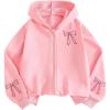 imageSOLY HUX Girls Graphic Zip Up Hoodie Sweatshirt Cute Bow Long Sleeve Hooded Casual JacketPink Bow